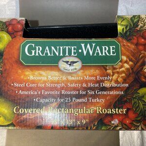 Granite Ware 21-Inch Covered Rectangular Roaster, Speckled Black (1280)